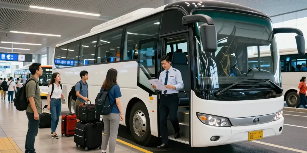 Transport Moldova Anglia - șofer profesionist pregătindu-se pentru plecare cu autocarul modern.